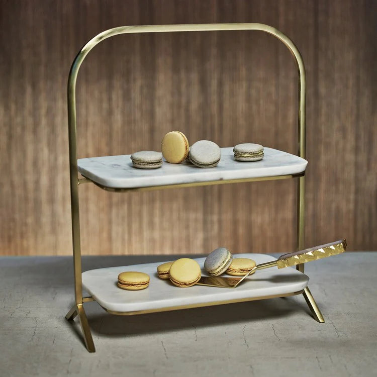 Madeleine Marble 2-Tier Stand