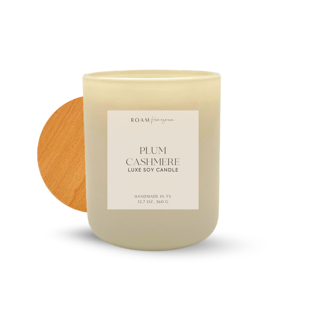 Plum Cashmere Luxury Soy Candle, 12.7 oz, Cream