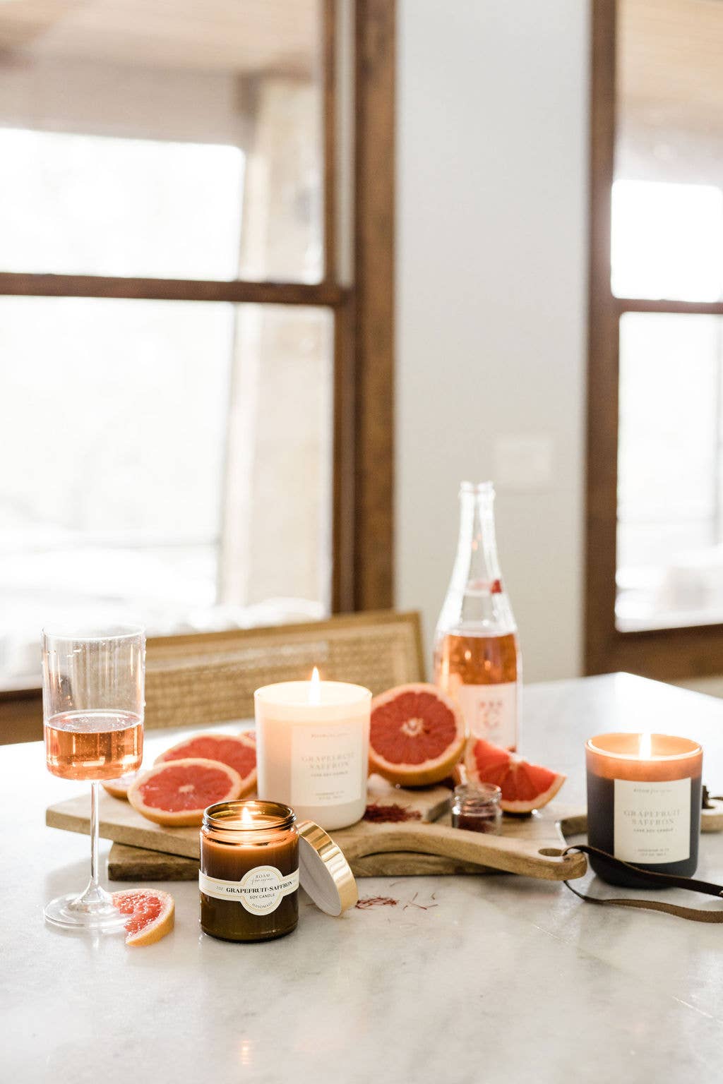 Grapefruit Saffron Luxury Soy Candle, 12.7 oz, Cream