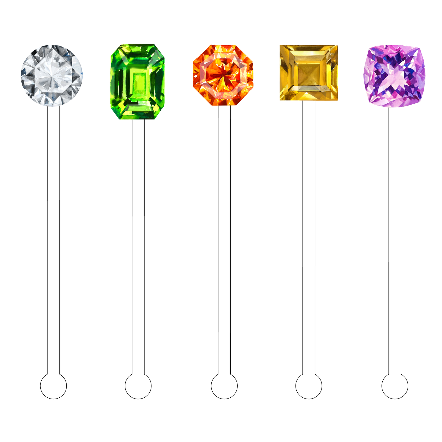 Gemstones Acrylic Stir Sticks Combo