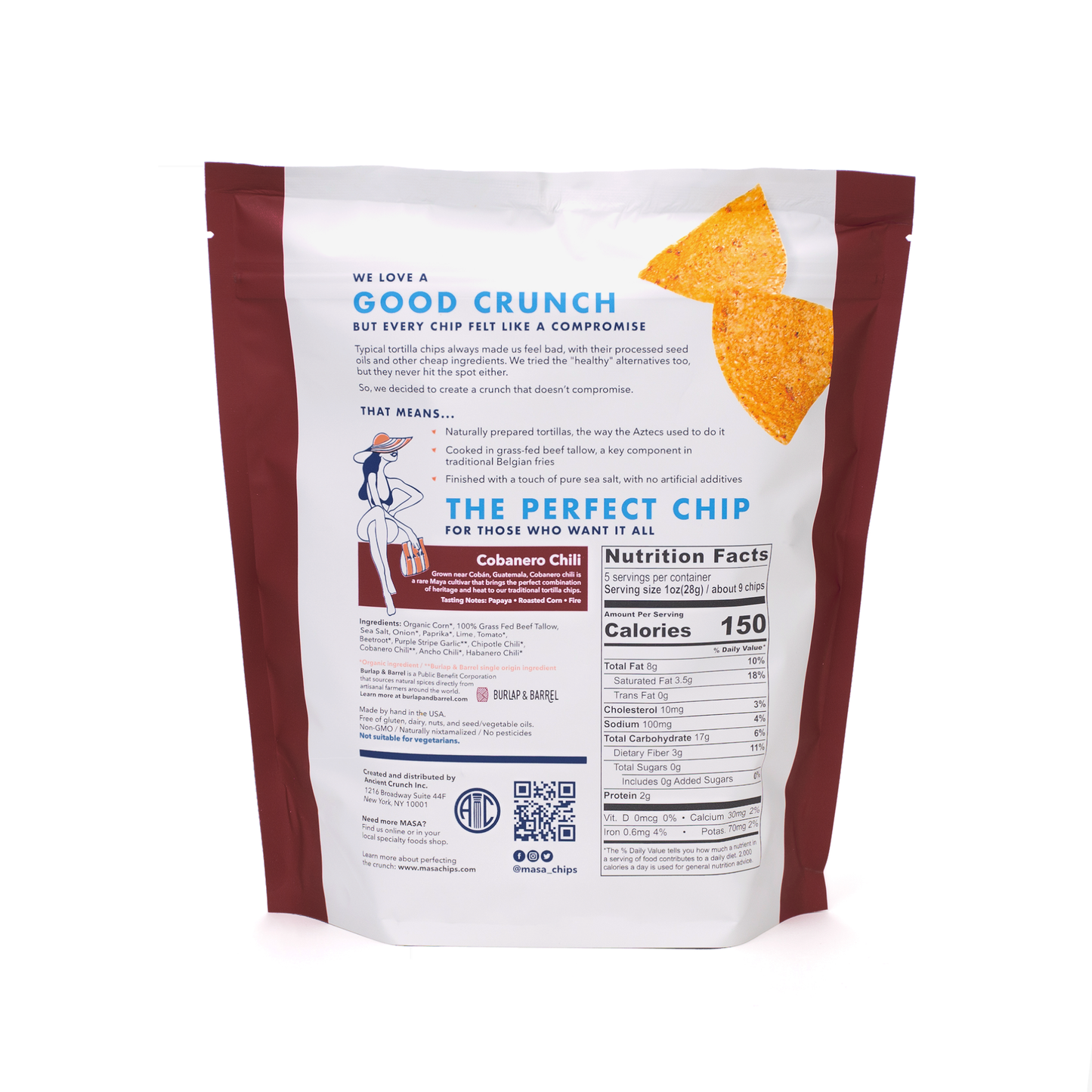 MASA Tortilla Chips - Cobanero, 5oz Bag Case