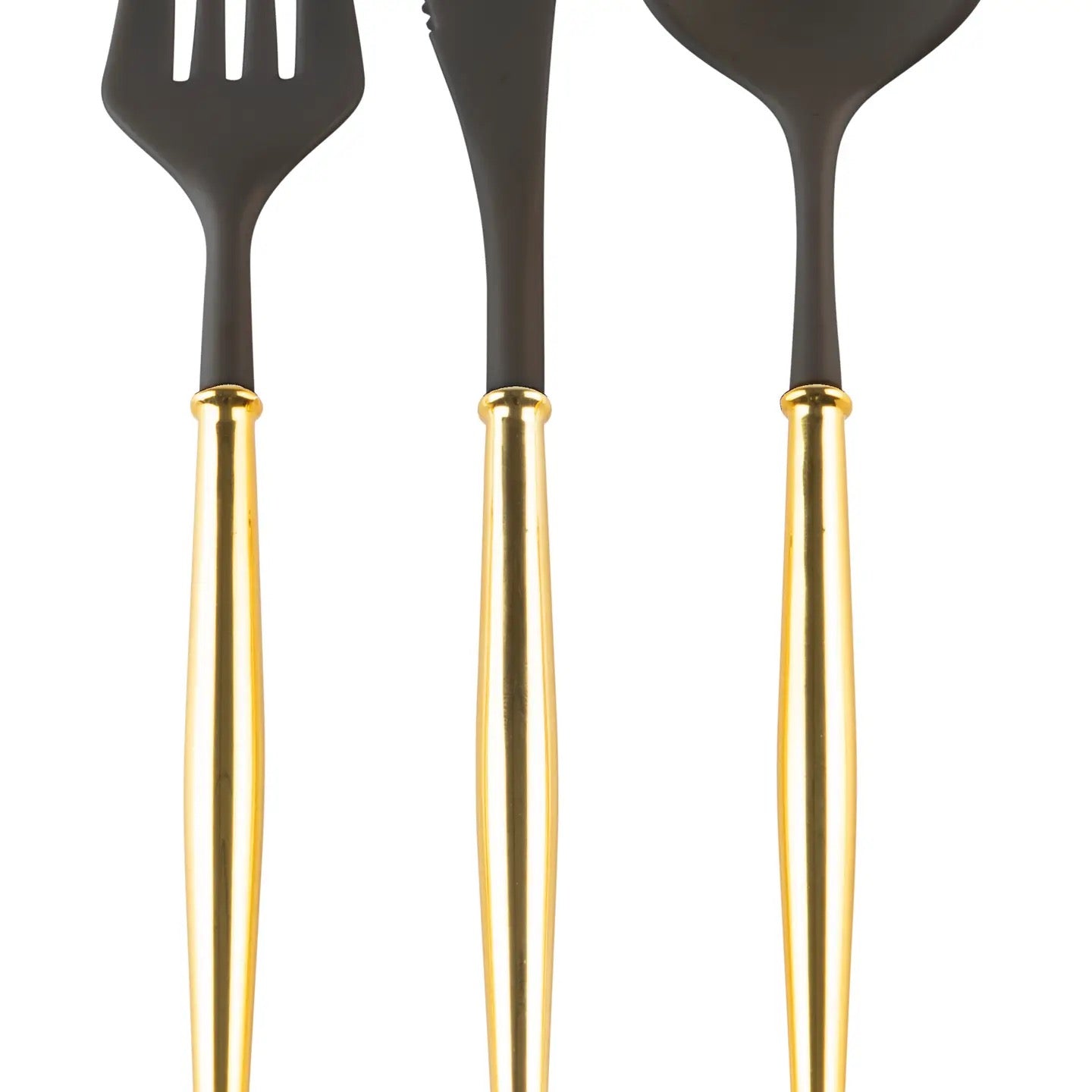 Bella Reusable Plastic Cutlery Black/Gold Handle S/24