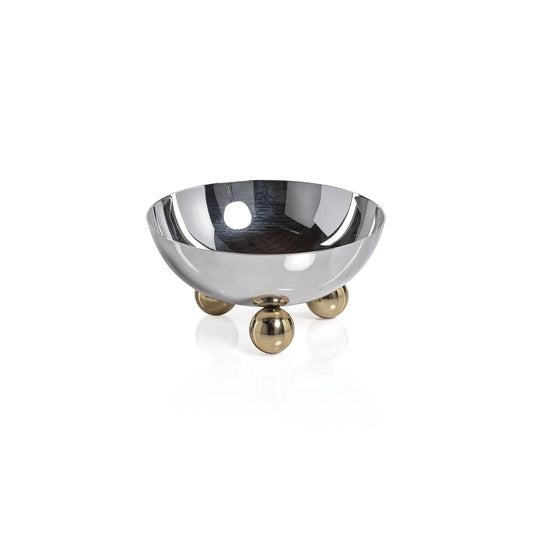 Condiment Bowl- Polished Nickel with Gold Feet