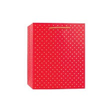 Design Design Gold Swiss Dots Red Gift Bag