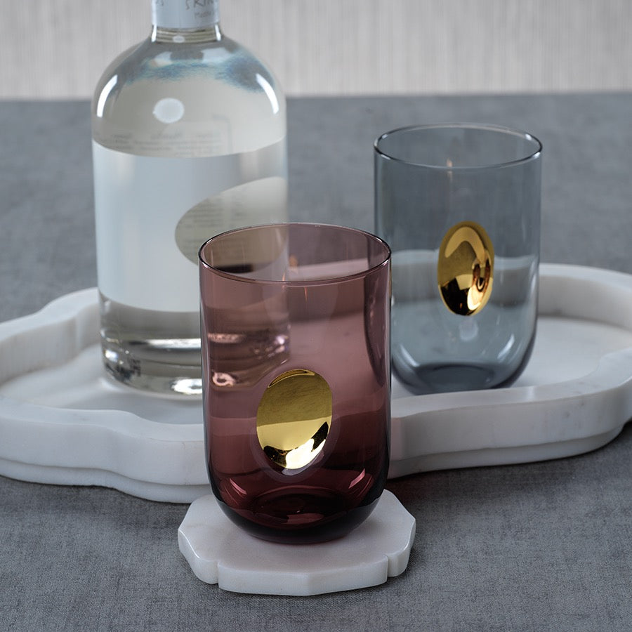Aperitivo Tumbler with Gold Accent - Ash Gray