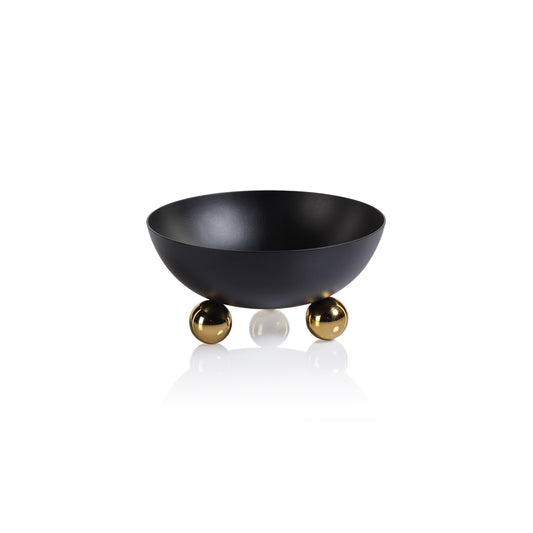 Condiment Bowl- Black with Gold Feet