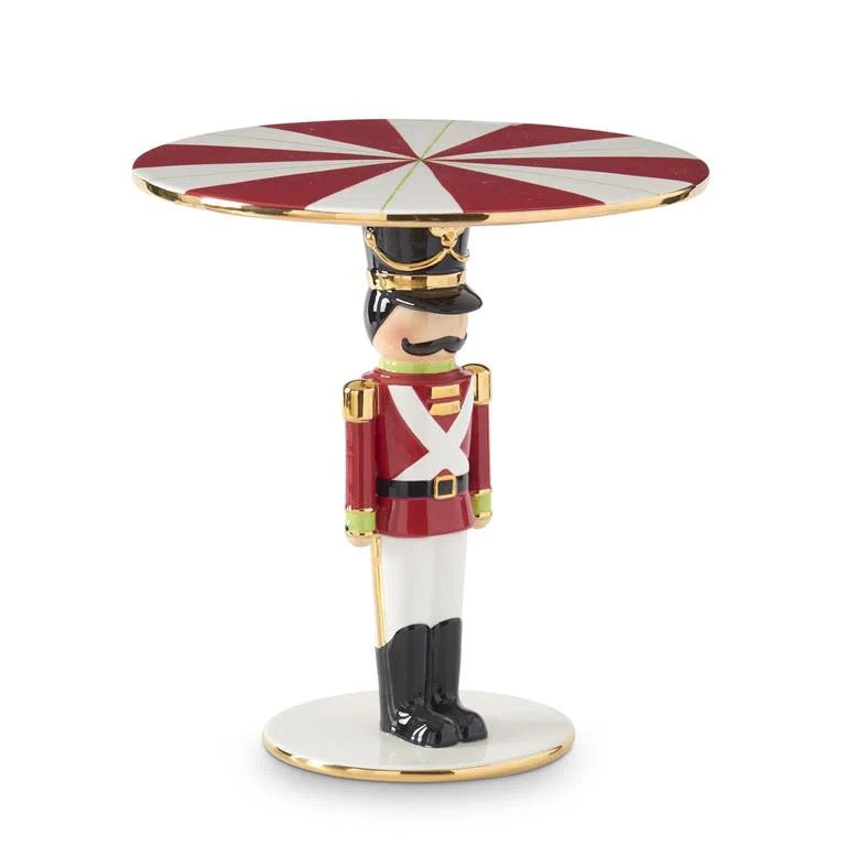 Dolomite Soldier Cake Stand/Riser with Gold Rim