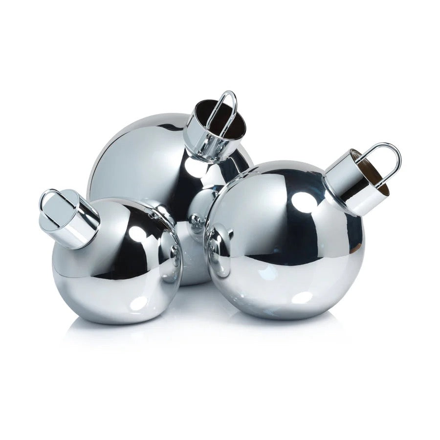 LED Metallic Glass Oversized Ornament Ball - Silver