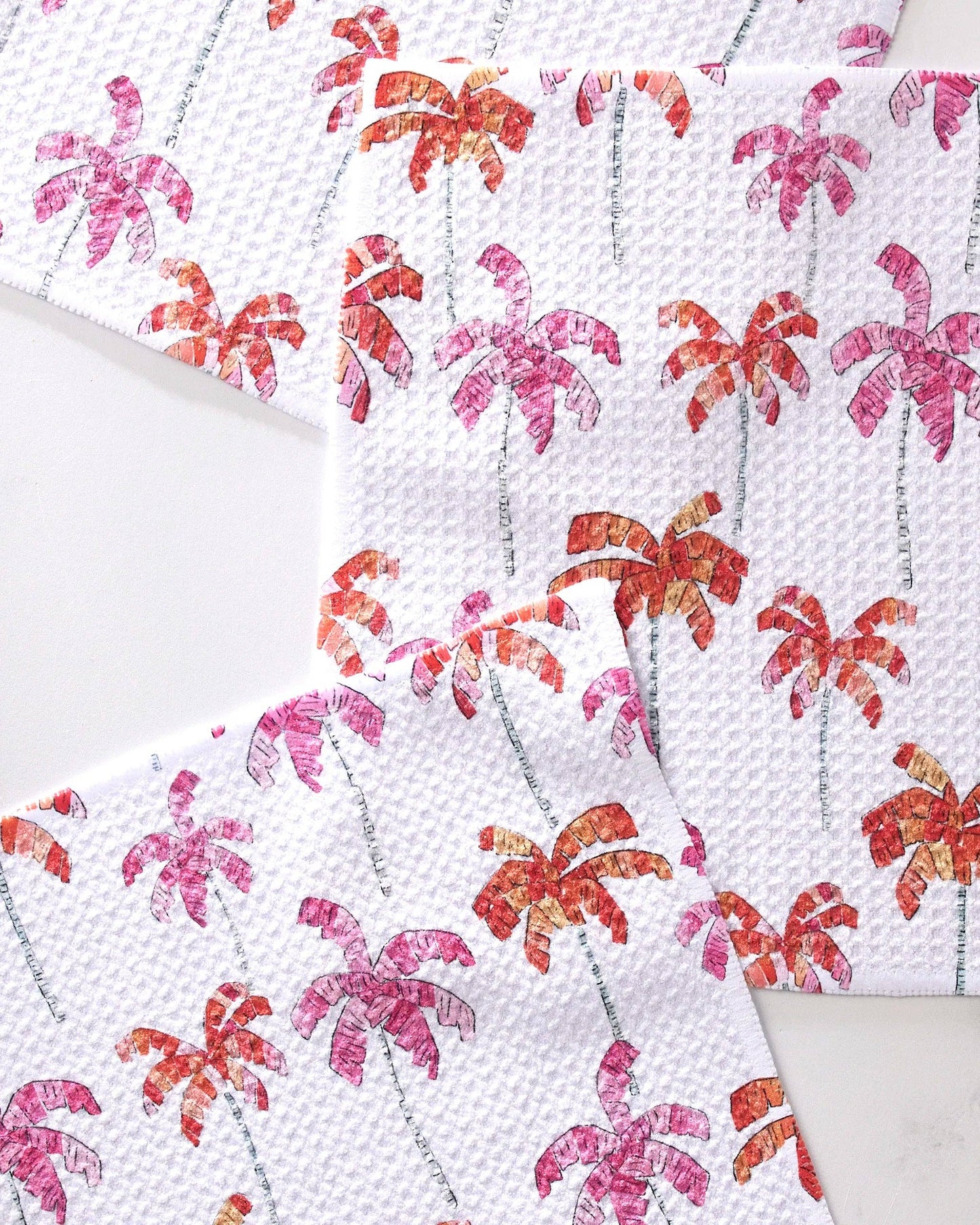 Pink Palms Dishcloth Set