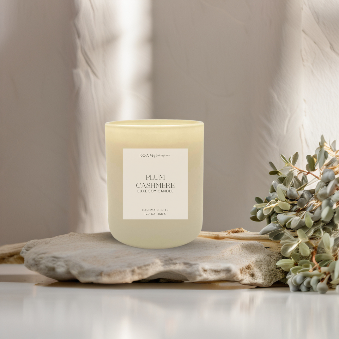 Plum Cashmere Luxury Soy Candle, 12.7 oz, Cream