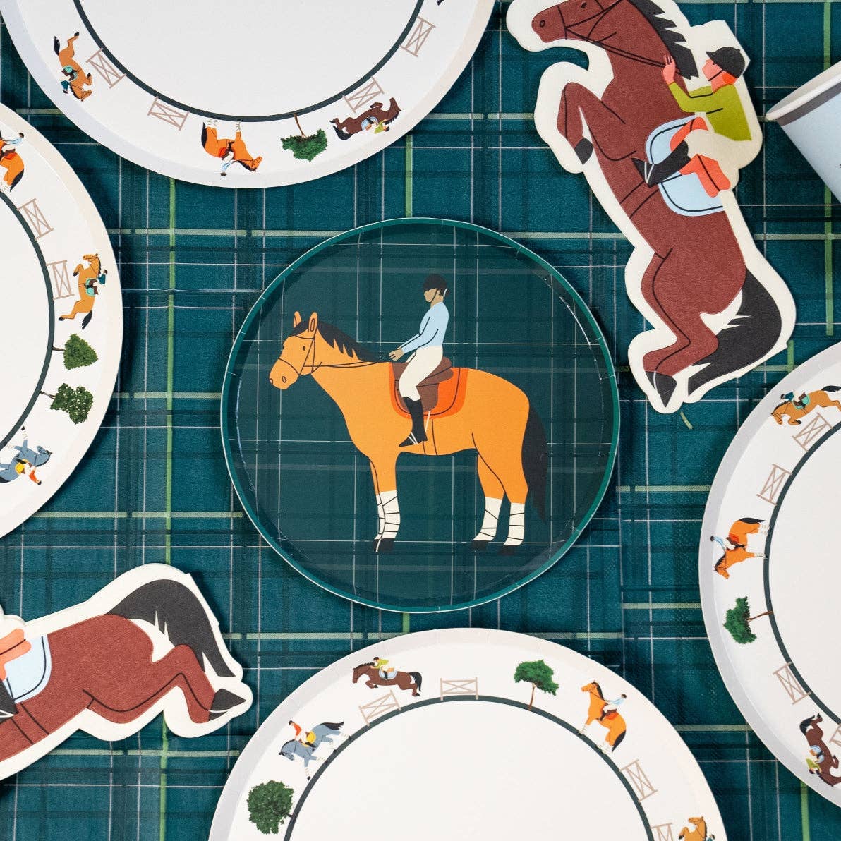 Equestrian Horse Riding Paper Dinner Plates (9 Inch) | Hunter Jumper Party Theme | Eco-Friendly, Recyclable Horse Party Plates for Kids & Adults (x 12)