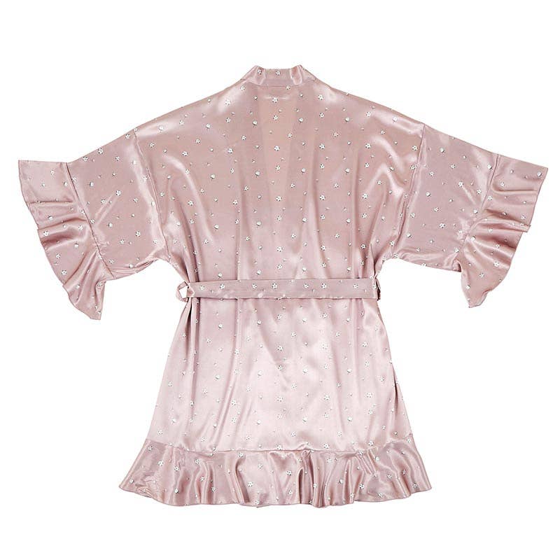 Ruffled Satin Robe - Cotton Blossom