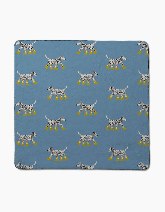 Dalmatian In Boots Blue Plush Towel