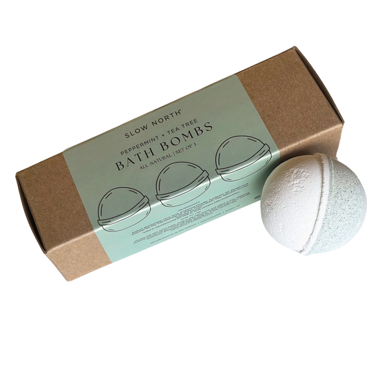 Natural Bath Bomb Set - Peppermint + Tea Tree (Set of 3)