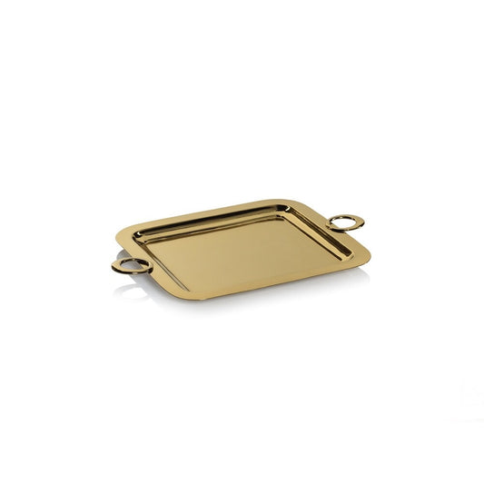 Barcardi Polished Brass Serving Tray- Gold, 18" x 13"