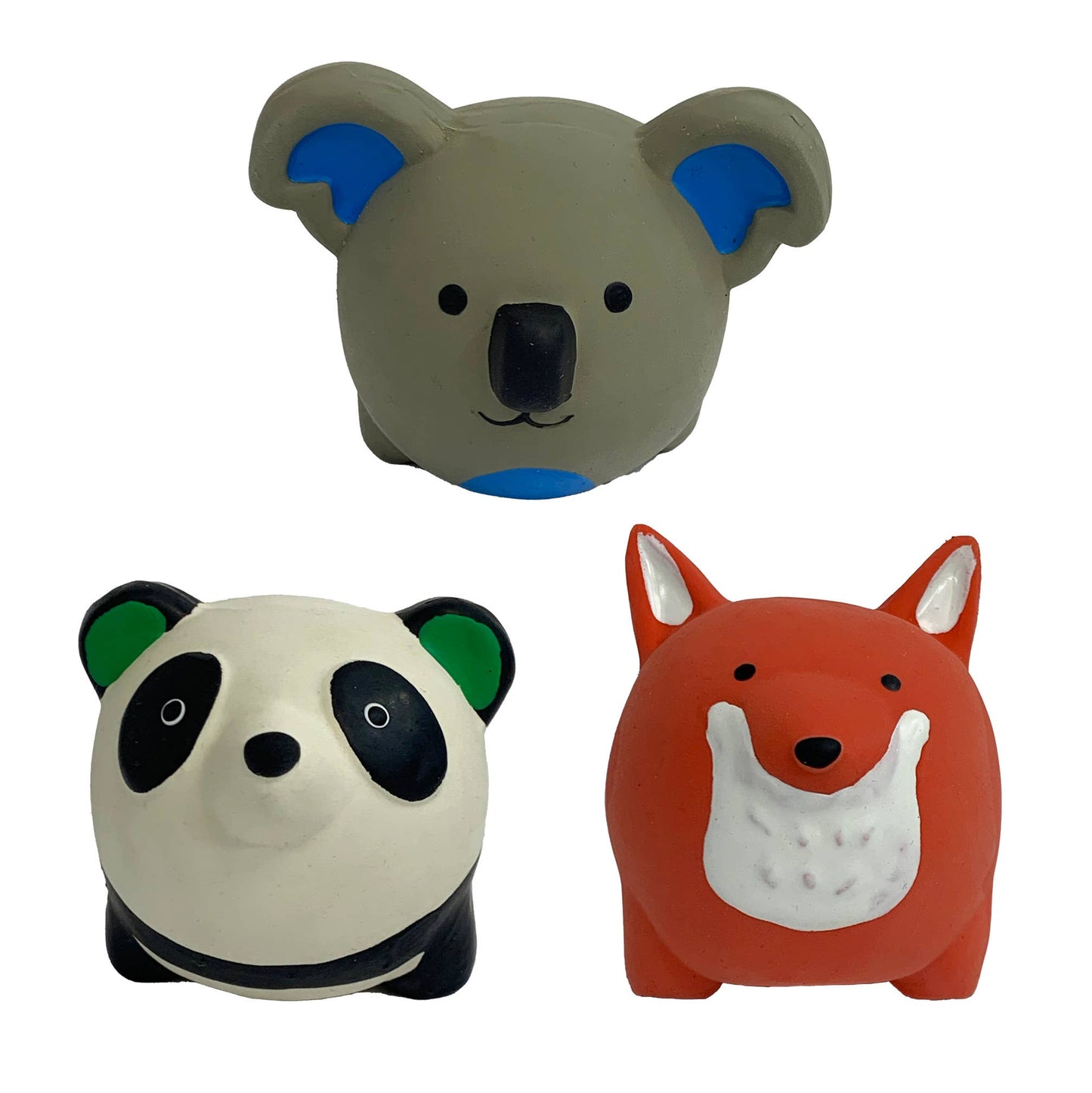 Multipet Minipet Latex Round Animals Dog Chew Toy Asst. 2.5"