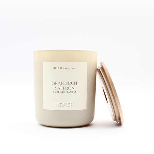 Grapefruit Saffron Luxury Soy Candle, 12.7 oz, Cream