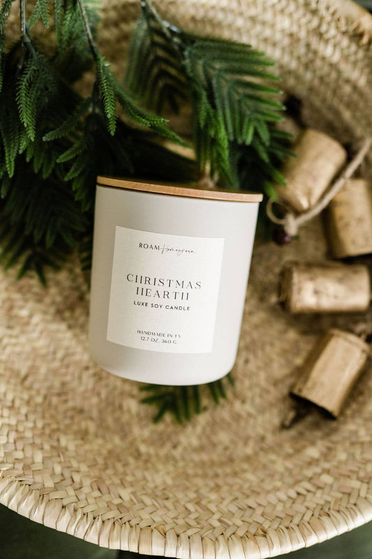 Christmas Hearth Scented Soy Candle, Natural, Vegan, 65 hr