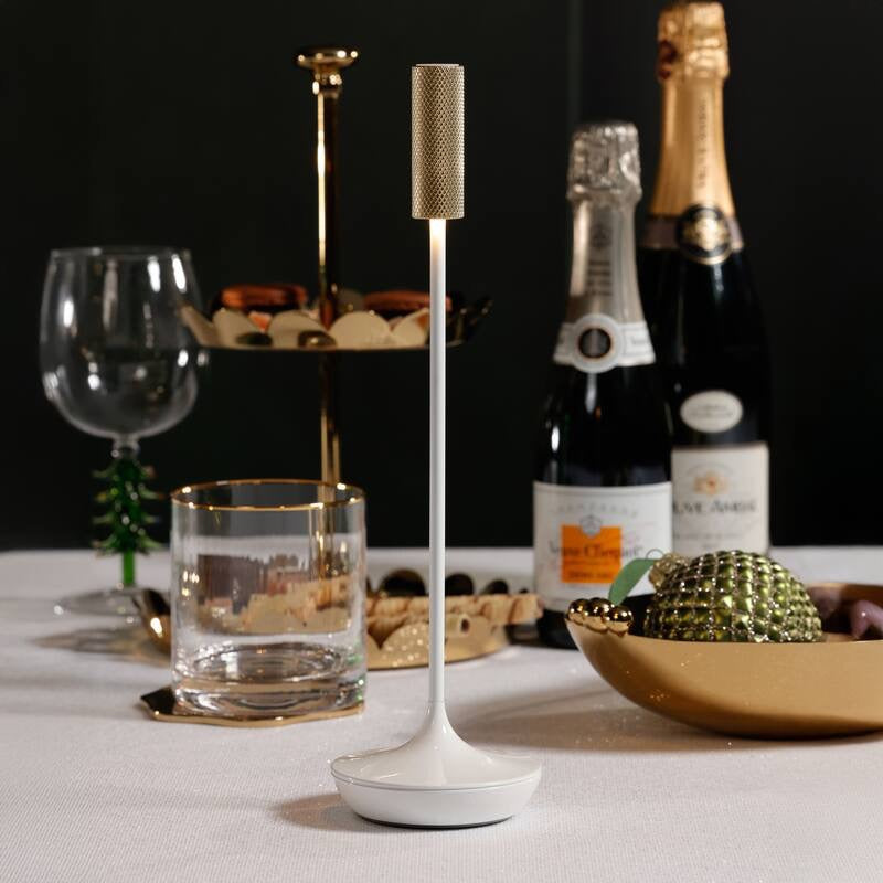 Sleek Rechargeable Table Light- White w/ Gold