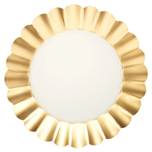 Scallop Dinner Plate Gold & White