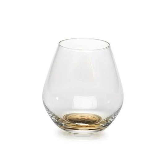 Golden Base Stemless Wine Glass