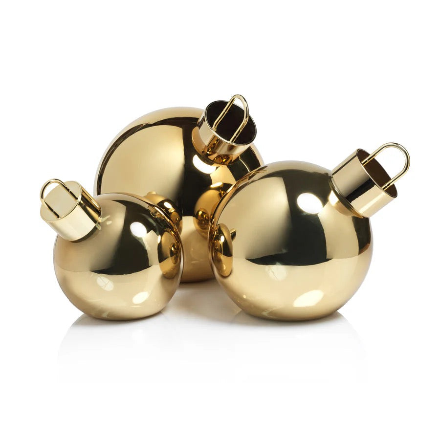 LED Metallic Glass Oversized Ornament Ball - Gold