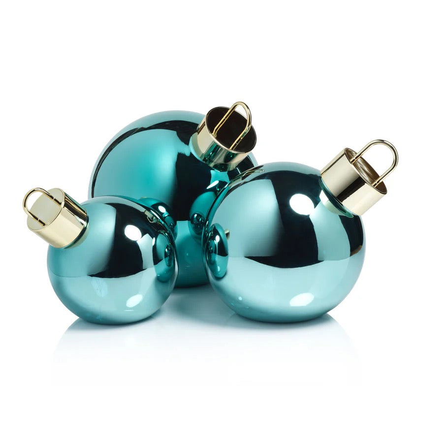 LED Metallic Glass Oversized Ornament Ball - Blue