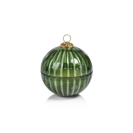 Cut Glass Ornament Scented Candle- Green 5" Siberian Fir