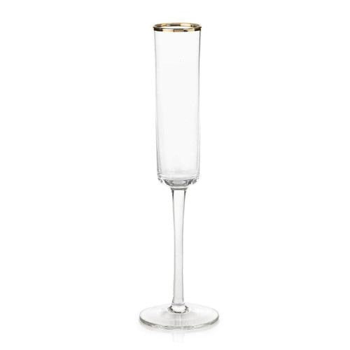 Tall Champagne Flute with Gold Rim