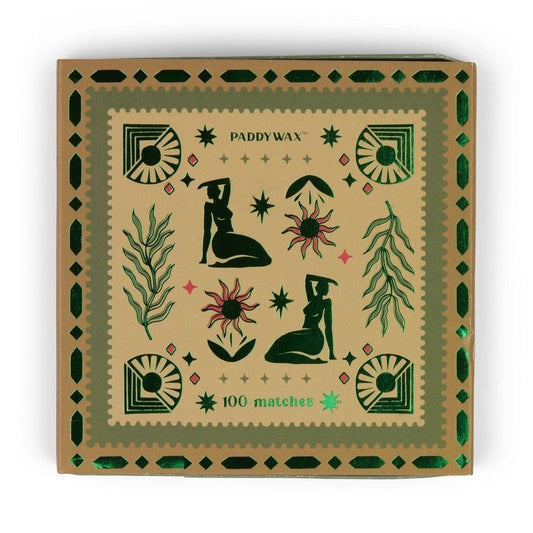 Cabana Boxed Matches With Green Tips - "Femme" Set Of 100 Matches