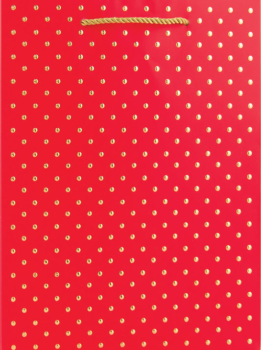 Design Design Gold Swiss Dots Red Gift Bag