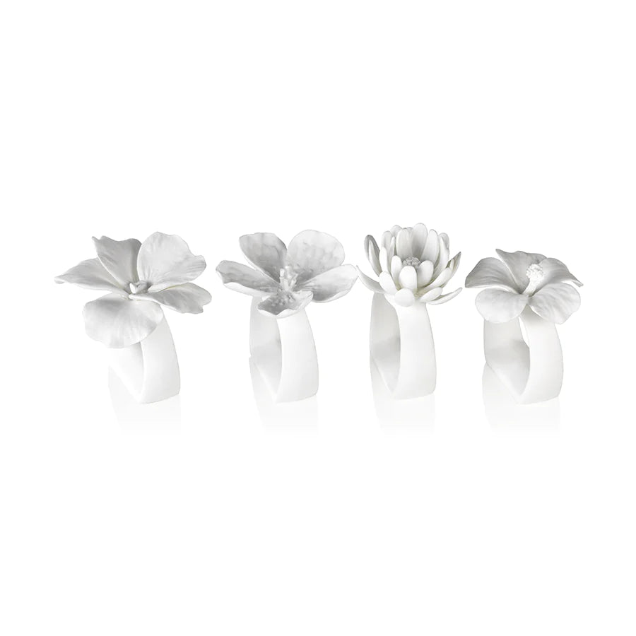 Assorted Bone China Flower Napking Ring set/4 Assorted