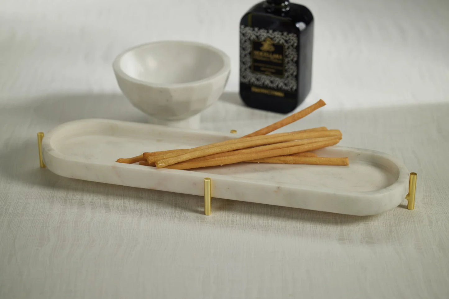 Palomar Marble Tray on Metal Stand