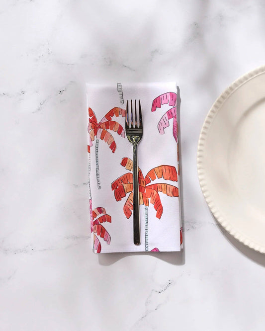 Pink Palms Dinner Napkin Set