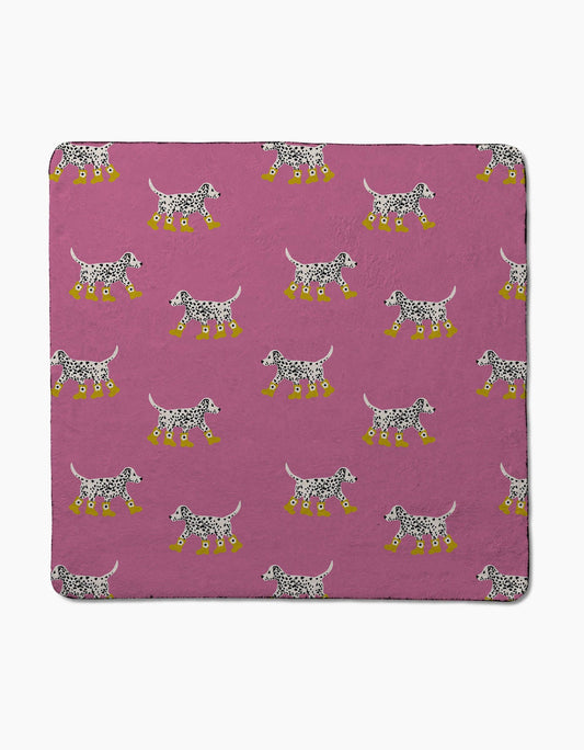 Dalmatian In Boots Pink Plush Towel