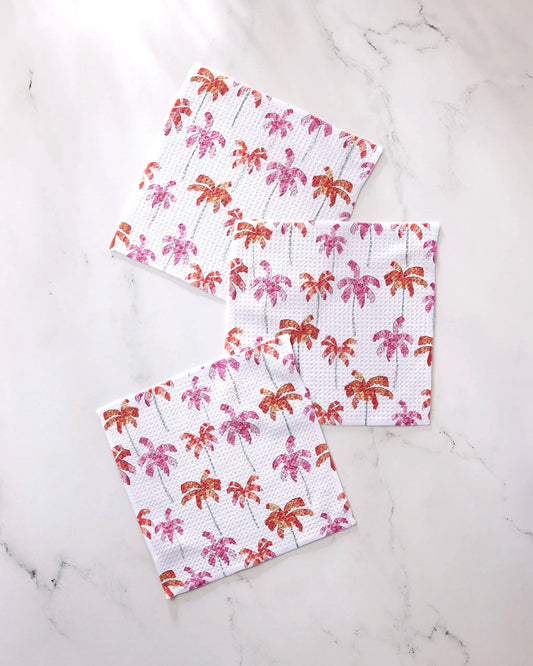 Pink Palms Dishcloth Set