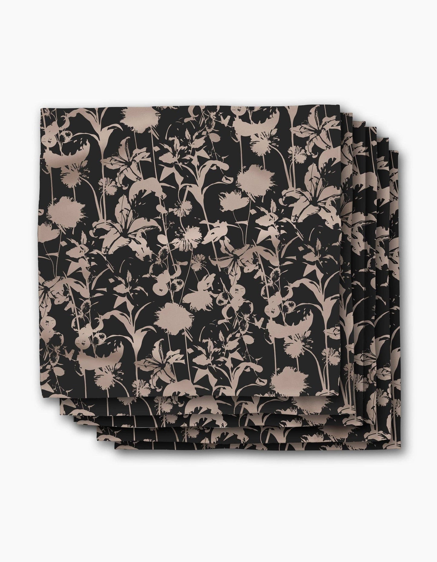 Inverted Floral Black Dinner Napkins