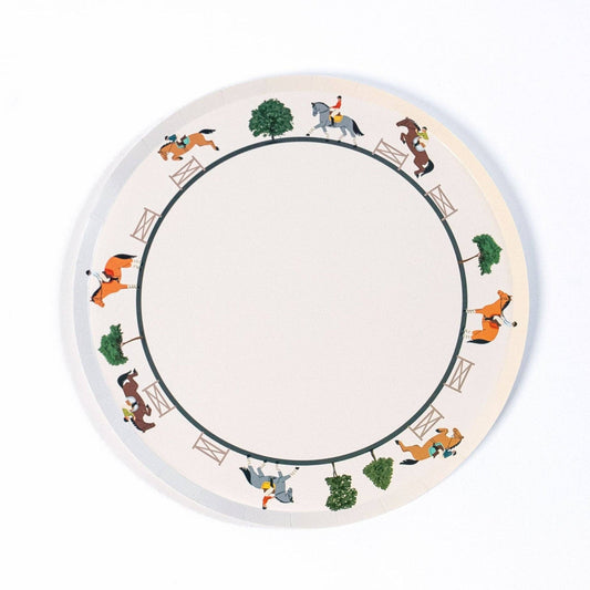 Equestrian Horse Riding Paper Dinner Plates (9 Inch) | Hunter Jumper Party Theme | Eco-Friendly, Recyclable Horse Party Plates for Kids & Adults (x 12)